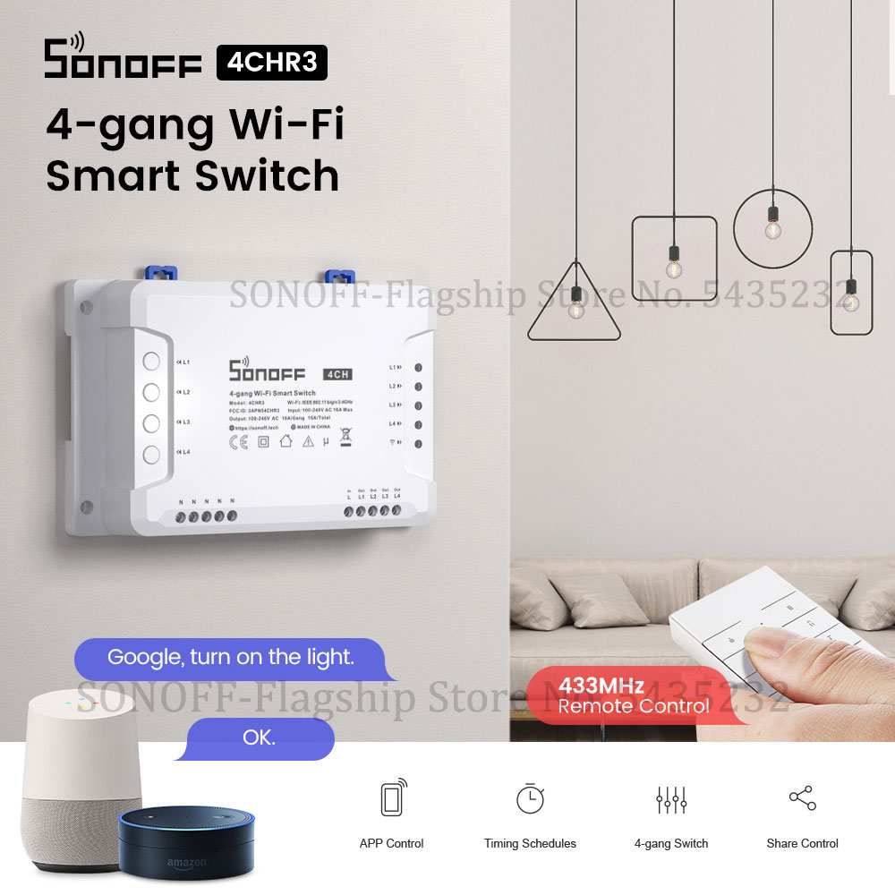 Relay Module 4 Channel - Itead SONOFF 4CH R3 Wifi Điều