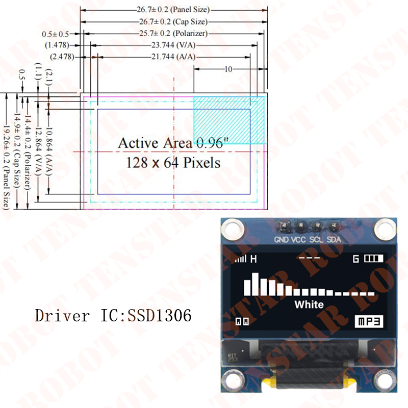 TENSTAR 0.96 Inch OLED SSD1306 - đánh giá và giá Oled Display 0.96