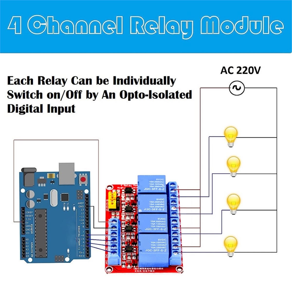 A49T 4 Channel Relay Module 5V - đánh giá và giá Relay Module 4 Channel