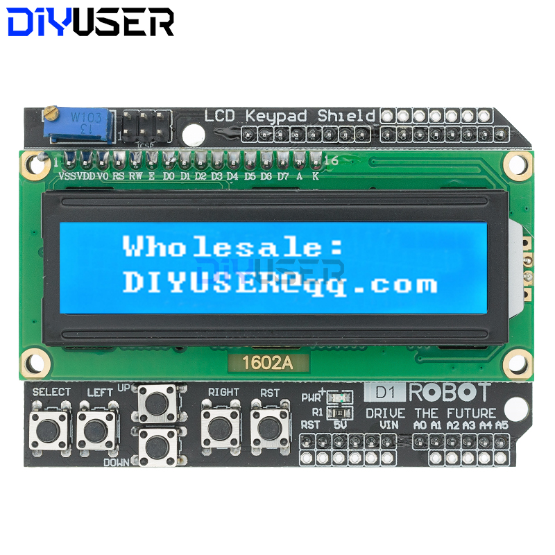 DIYUSER 1602 LCD Keypad Shield - đánh giá và giá Lcd 1602
