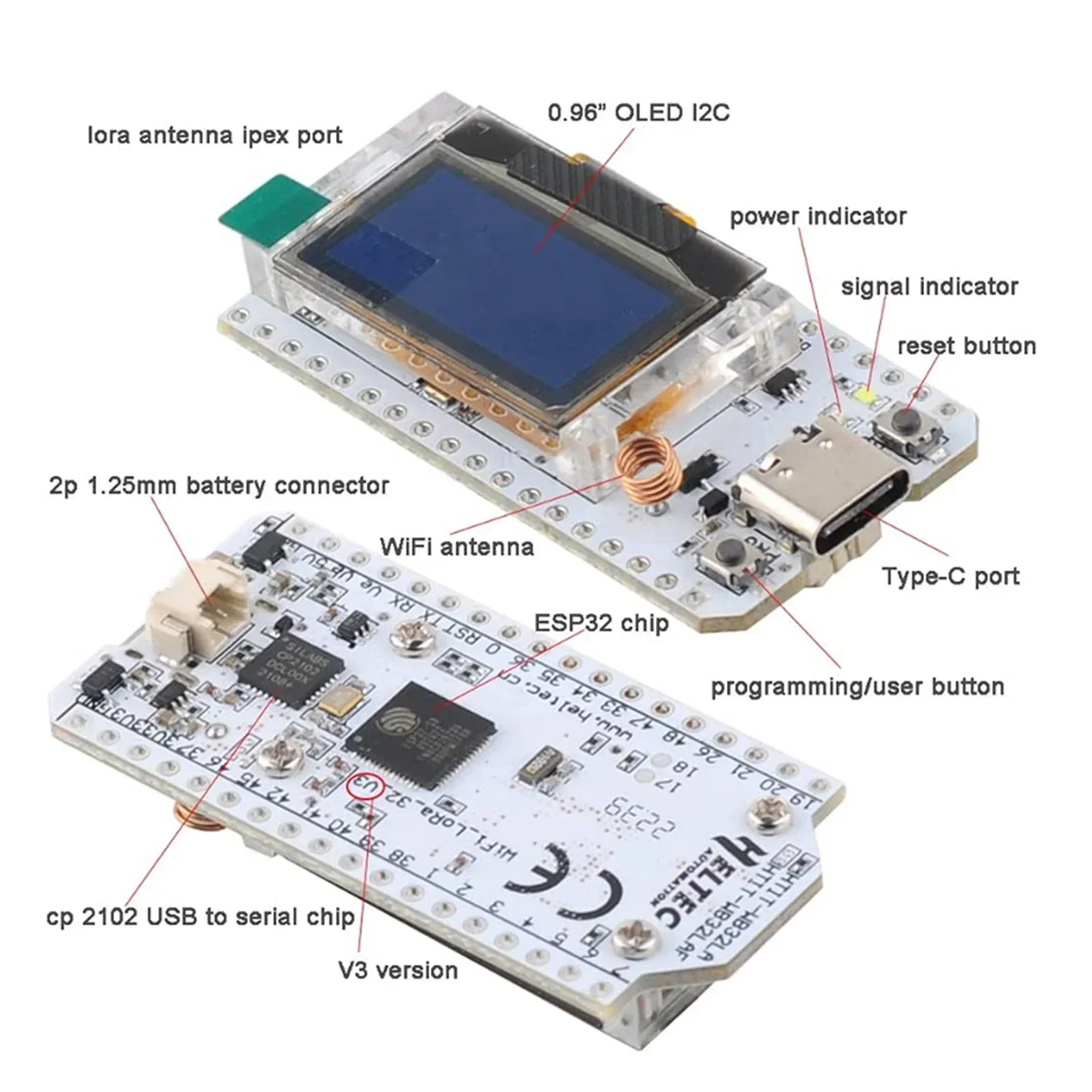 ESP32 lora 32 v3 HTIT-WB32LA V - đánh giá và giá Oled Display 0.96