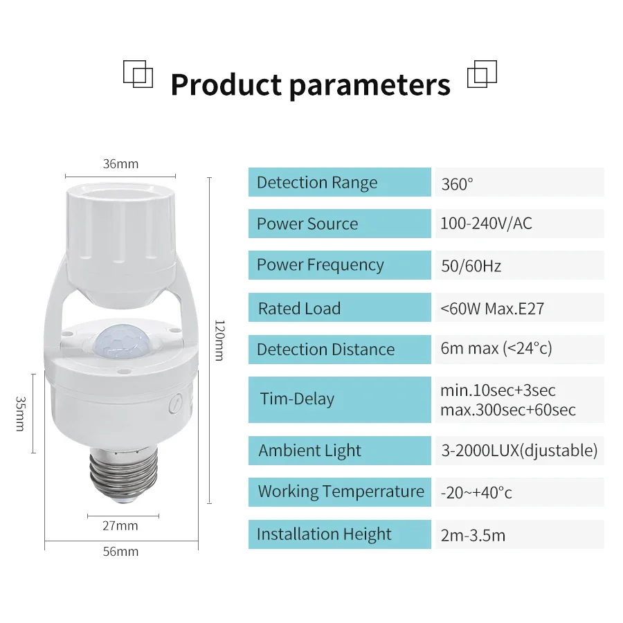 PIR Motion Sensor E27 Bulb Soc - đánh giá và giá Pir Motion Sensor